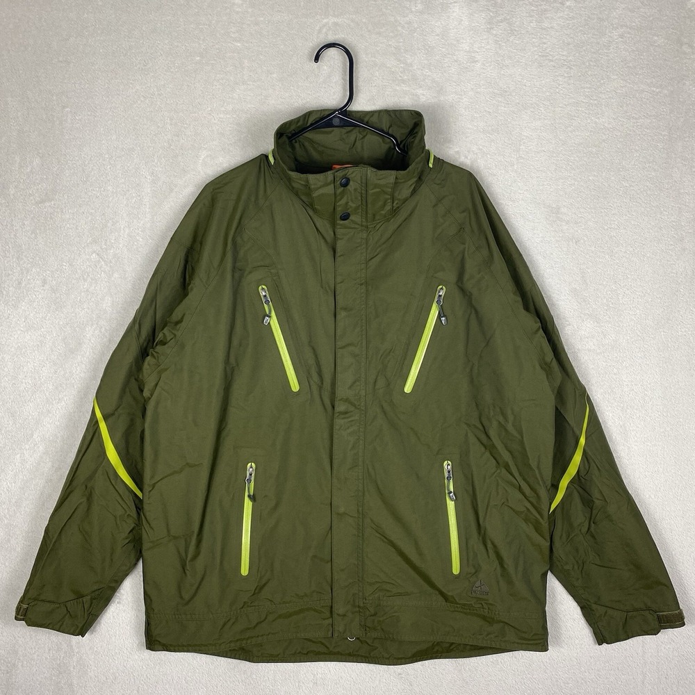 Nike ACG Fit Storm Jacket Mens XL Green Nylon Shell Waterproof Gorpcore No Hood